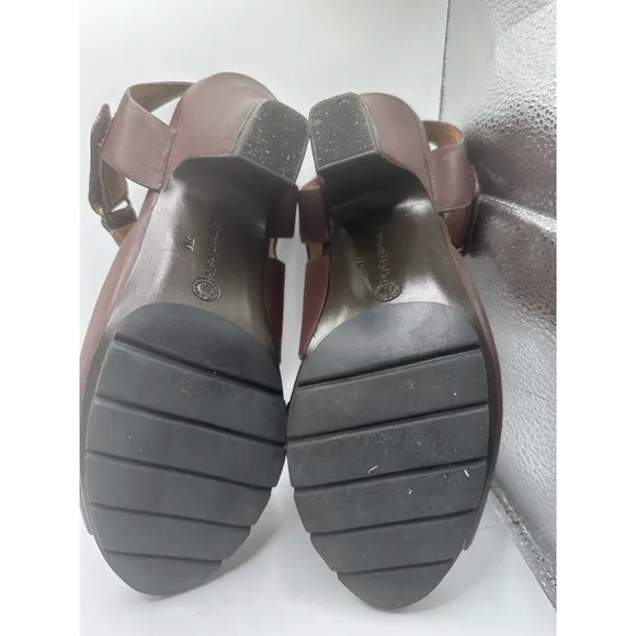 l'amour des pieds sling back heels womens 7m Shoes brown leather open toe straps