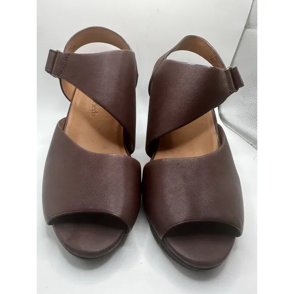 l'amour des pieds sling back heels womens 7m Shoes brown leather open toe straps