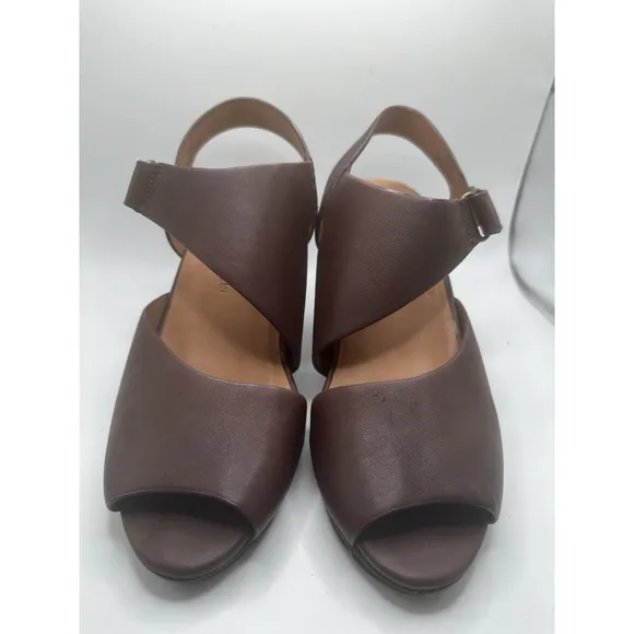 l'amour des pieds sling back heels womens 7m Shoes brown leather open toe straps
