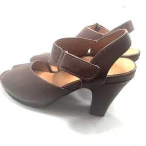 l'amour des pieds sling back heels womens 7m Shoes brown leather open toe straps
