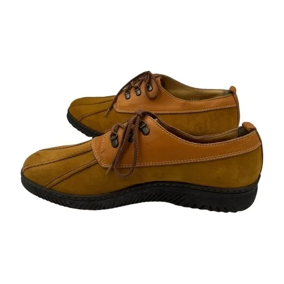 LANCEL PARIS Leather Suede Shoes Tan Orange 44