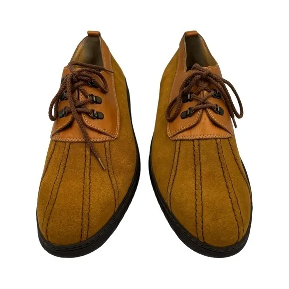 LANCEL PARIS Leather Suede Shoes Tan Orange 44