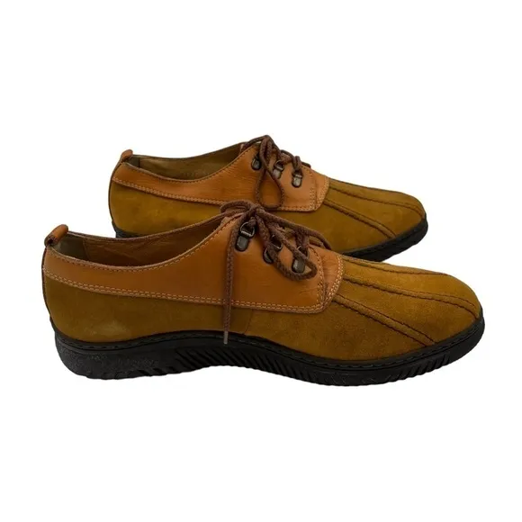 LANCEL PARIS Leather Suede Shoes Tan Orange 44