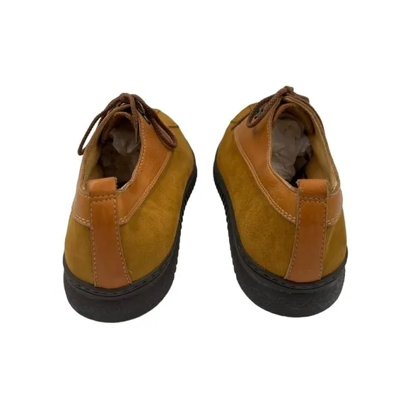 LANCEL PARIS Leather Suede Shoes Tan Orange 44