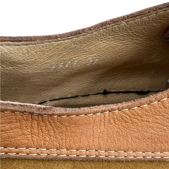 LANCEL PARIS Leather Suede Shoes Tan Orange 44