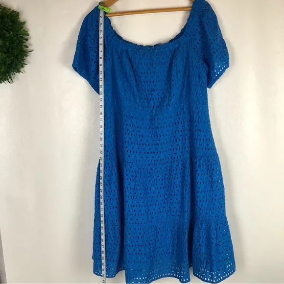 Lane Bryant Tiered off the shoulder midi dress eyelet Blue 16 Petite NWT