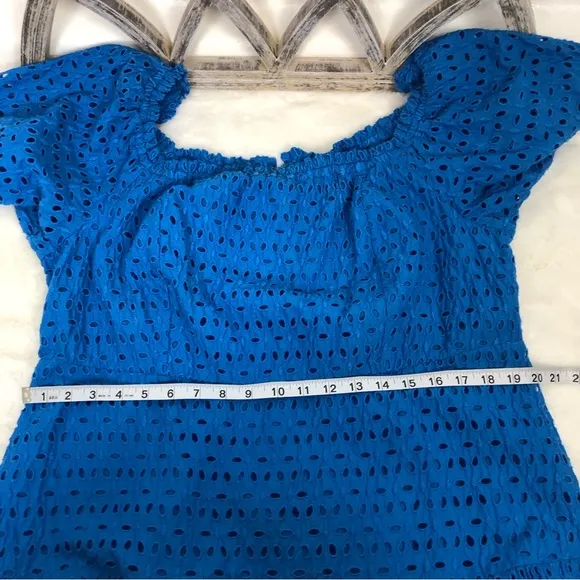 Lane Bryant Tiered off the shoulder midi dress eyelet Blue 16 Petite NWT