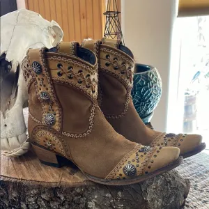 Lane Wind Walker Brown Western Ankle Boots.  EUC