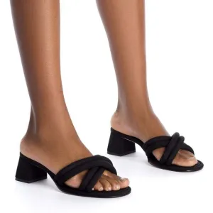 Larroude Laguna Mules Sandals Low Block Heel Size 5 Black NEW $315