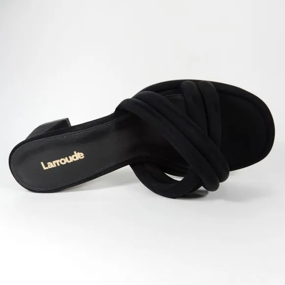 Larroude Laguna Mules Sandals Low Block Heel Size 5 Black NEW $315