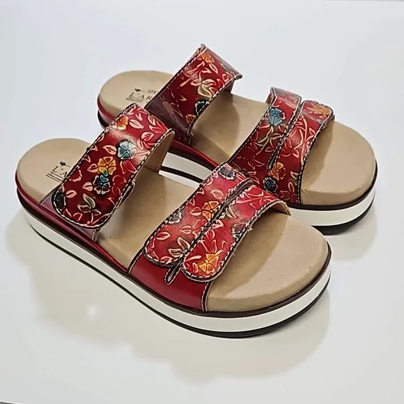 L'Artise by Spring Step Dearest floral  sandals women's size EU 37 US 6.5-7 NWOT