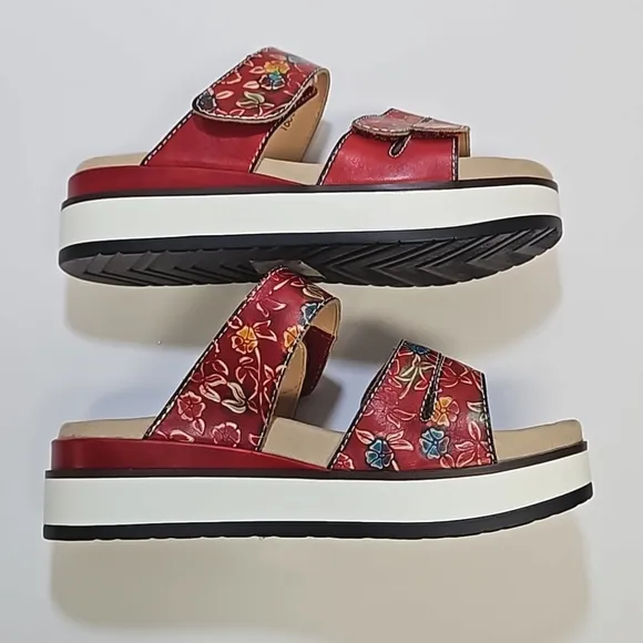 L'Artise by Spring Step Dearest floral  sandals women's size EU 37 US 6.5-7 NWOT