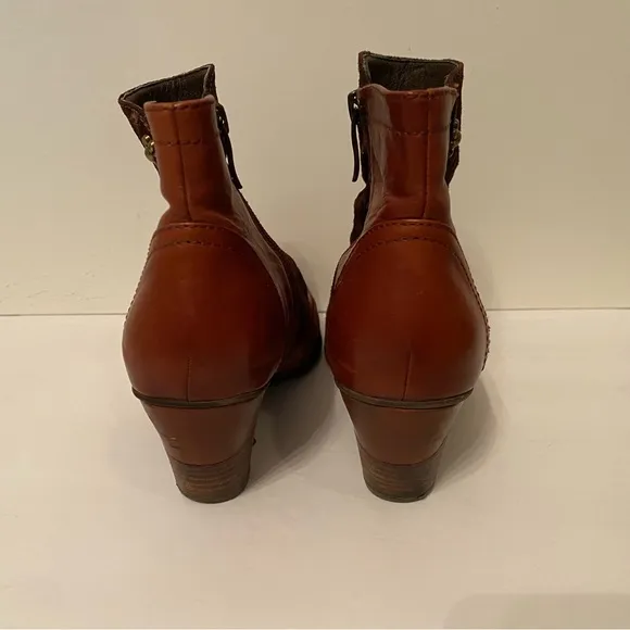 L’ARTISTE SHOES ANKLE BOOTS BOOTIES BROWN LEATHER SUEDE ZIP SIDE SIZE 38 7.5