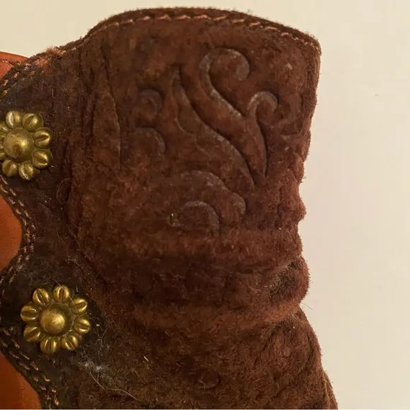 L’ARTISTE SHOES ANKLE BOOTS BOOTIES BROWN LEATHER SUEDE ZIP SIDE SIZE 38 7.5