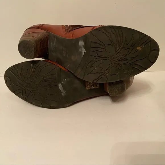 L’ARTISTE SHOES ANKLE BOOTS BOOTIES BROWN LEATHER SUEDE ZIP SIDE SIZE 38 7.5