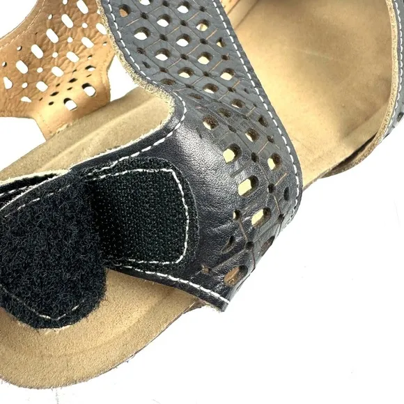 L'artiste Spring Step Poppiri Shoes 7 Black Leather Cutout Maryjane Heels Womens
