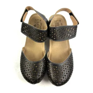 L'artiste Spring Step Poppiri Shoes 7 Black Leather Cutout Maryjane Heels Womens