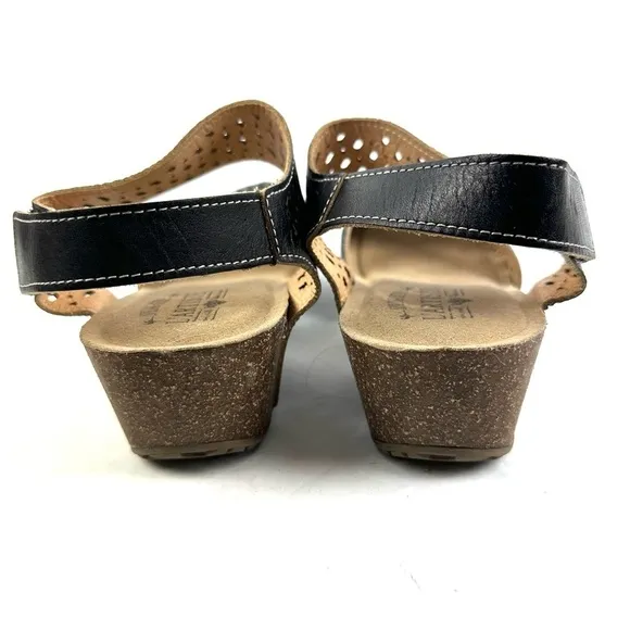 L'artiste Spring Step Poppiri Shoes 7 Black Leather Cutout Maryjane Heels Womens