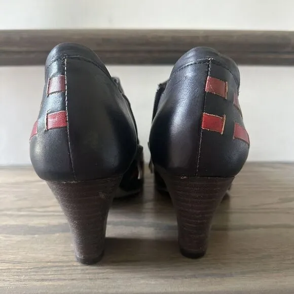 L'Artiste Spring Step Size 41 Black Leather Woven Ankle Bootie‎