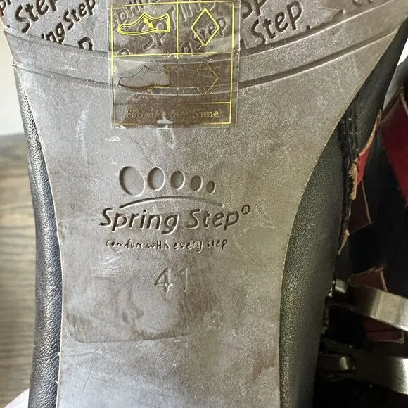 L'Artiste Spring Step Size 41 Black Leather Woven Ankle Bootie‎