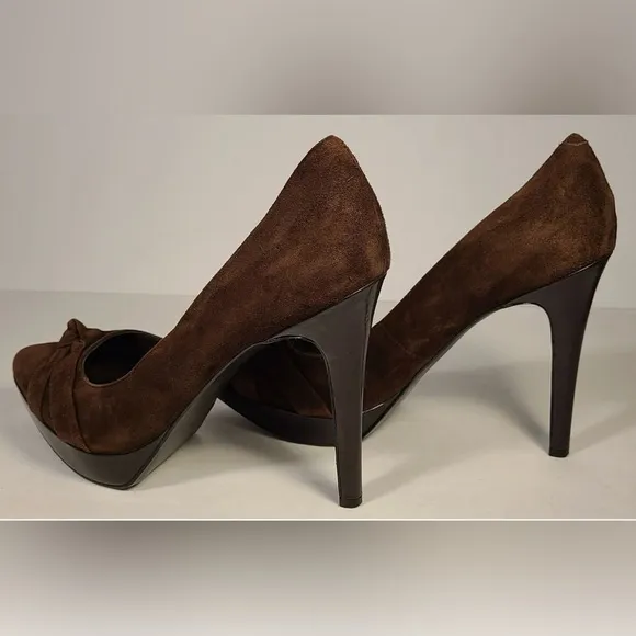 LAUREN Ralph Lauren Chocolate Brown Suede 4.5&quot; Heels Women's Size 9