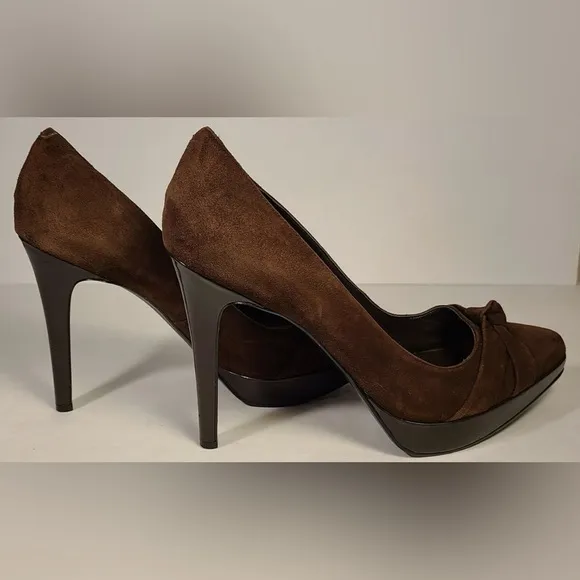 LAUREN Ralph Lauren Chocolate Brown Suede 4.5&quot; Heels Women's Size 9