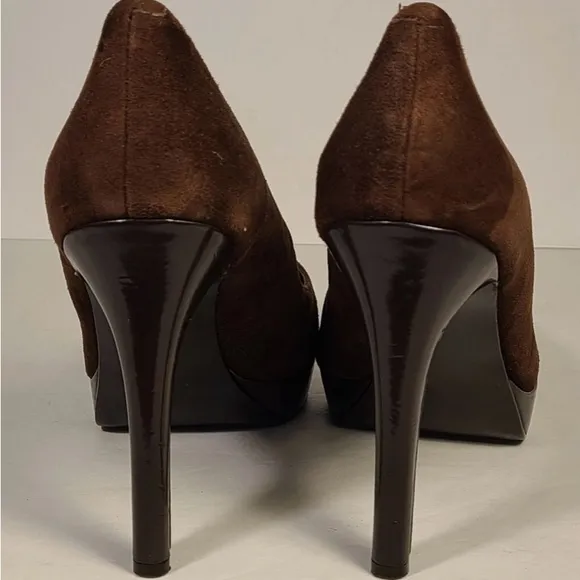 LAUREN Ralph Lauren Chocolate Brown Suede 4.5&quot; Heels Women's Size 9