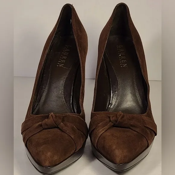 LAUREN Ralph Lauren Chocolate Brown Suede 4.5&quot; Heels Women's Size 9