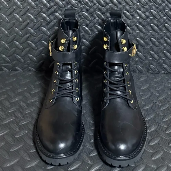 Lauren Ralph‎ Lauren Leather Lace-up Ankle Boots Black Womens Sizes