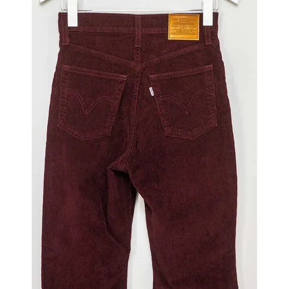 Levi’s Ribcage Bootcut Cord Jeans Malbec Burgundy Corduroy Levis 25 26 31 32 NWT