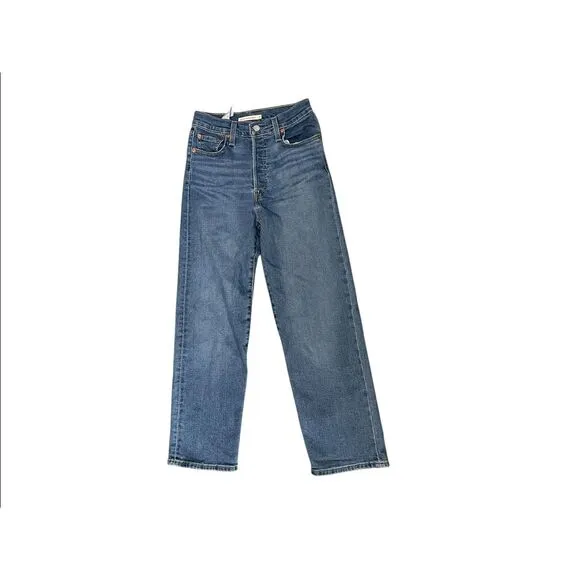 Levi's Ribcage‎ Straight Ankle High Rise Button Fly Jeans Medium Wash Size 25