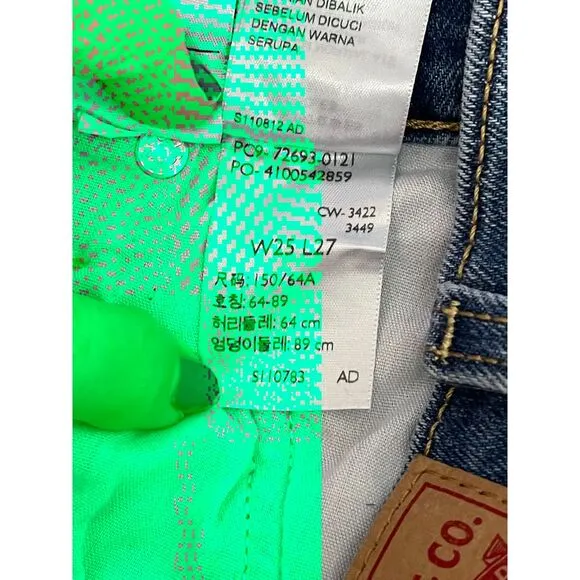 Levi's Ribcage‎ Straight Ankle High Rise Button Fly Jeans Medium Wash Size 25