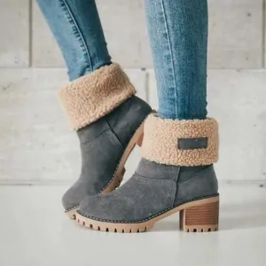 Libiyi Women's Chunky Heel Round Toe Snow Boots