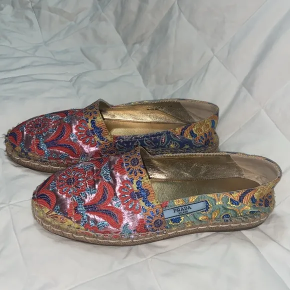 LIKE NEW RARE HTF Prada Multicolor floral Jacquard Espadrilles