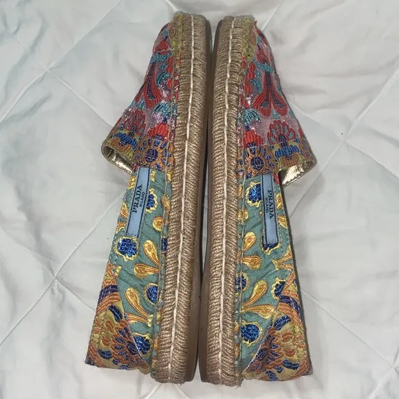 LIKE NEW RARE HTF Prada Multicolor floral Jacquard Espadrilles