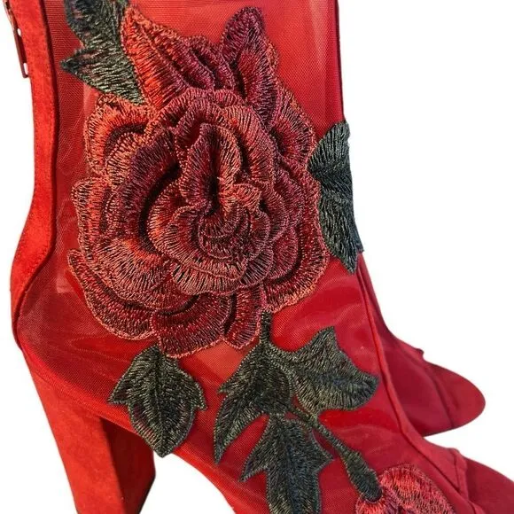 Liliana Rosetta Design Block Heel Open Toe Mesh Ankle Boots Size 11 (GAB1-1010)