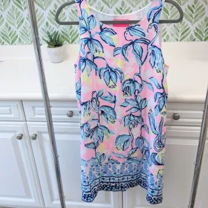Lilly Pulitzer Jackie Sweet Pea Pink Chasing the Sun 100% Silk Shift Dress