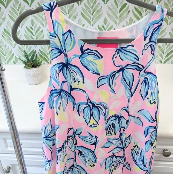 Lilly Pulitzer Jackie Sweet Pea Pink Chasing the Sun 100% Silk Shift Dress
