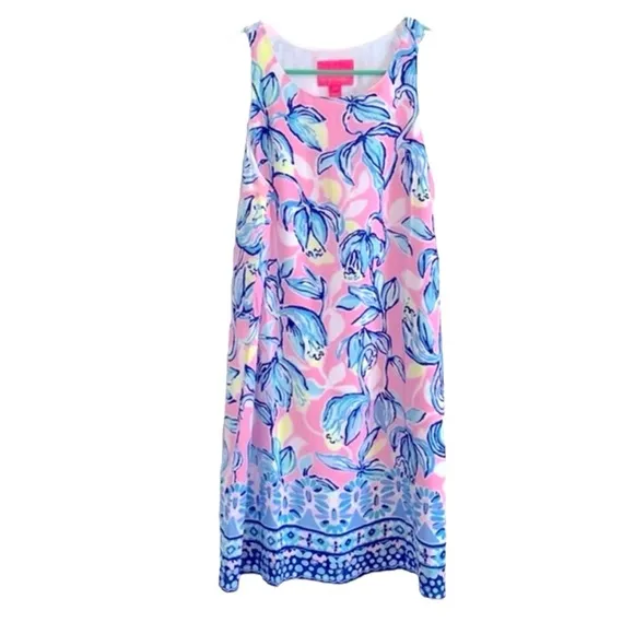 Lilly Pulitzer Jackie Sweet Pea Pink Chasing the Sun Silk Dress Size Medium