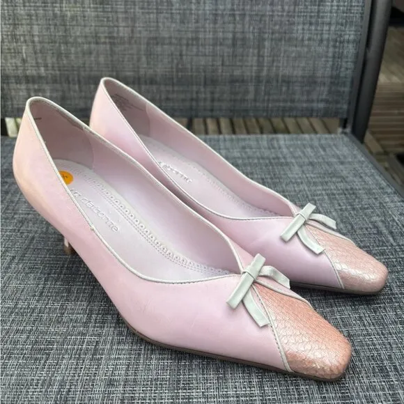 Liz Claiborne Baby Pink Bow Women's Kitten Heels Vintage Y2K Rare