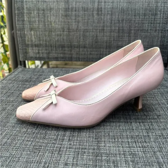 Liz Claiborne Baby Pink Bow Women's Kitten Heels Vintage Y2K Rare