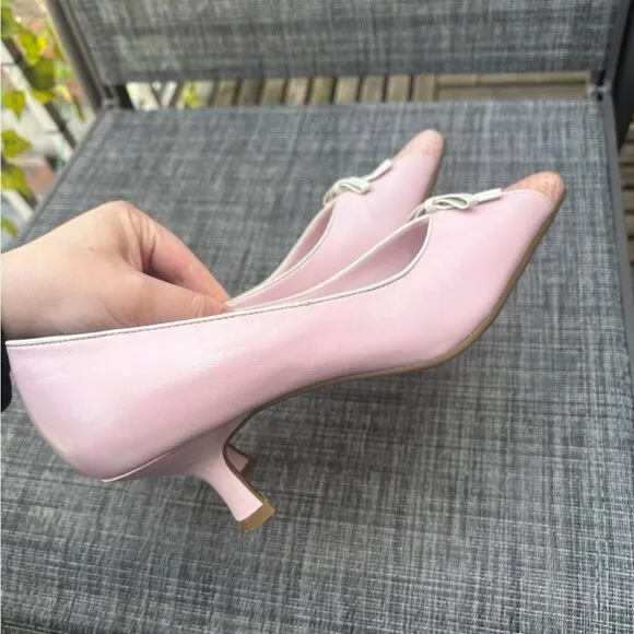 Liz Claiborne Baby Pink Bow Women's Kitten Heels Vintage Y2K Rare