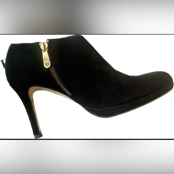 L.K. Bennett London Black Suede Ankle Booties Heels Women’s 37.5 U.S. 7 M shoes