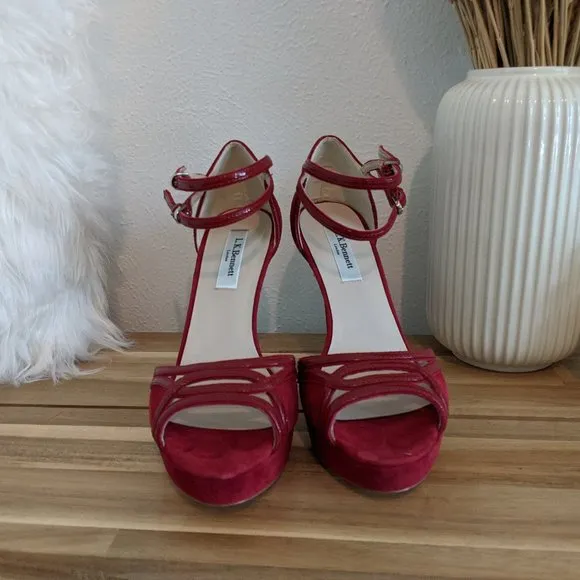 LK Bennett Red Velvet High Heels Size 38