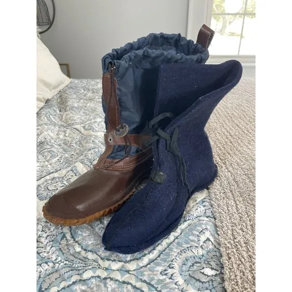 L.L. Bean Boots Size 8 Felt Lined Duck Snow Boots Waterproof Freeport Maine