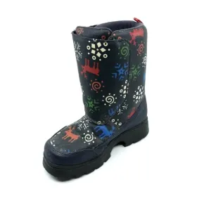 LL Bean Kids Reindeer Xmas Print Snow Boots Size 3