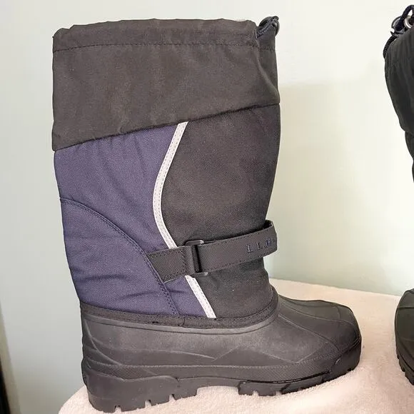 L.L. Bean Northwoods Kids Boys Black Blue Mid Calf Waterproof Snow Boots Size 7