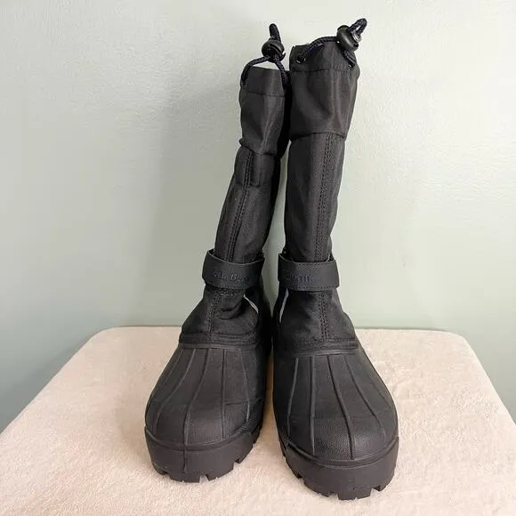 L.L. Bean Northwoods Kids Boys Black Blue Mid Calf Waterproof Snow Boots Size 7