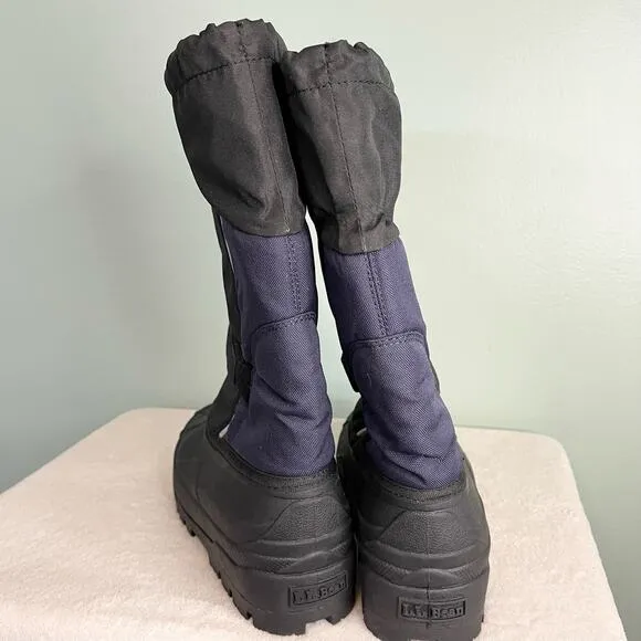L.L. Bean Northwoods Kids Boys Black Blue Mid Calf Waterproof Snow Boots Size 7