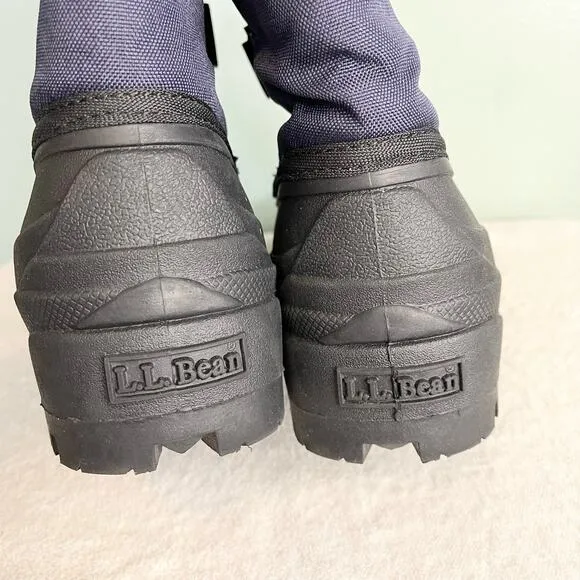 L.L. Bean Northwoods Kids Boys Black Blue Mid Calf Waterproof Snow Boots Size 7